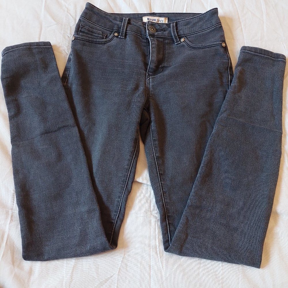 Blue Spice Faded Black Mid-Rise Jeans, Size 0